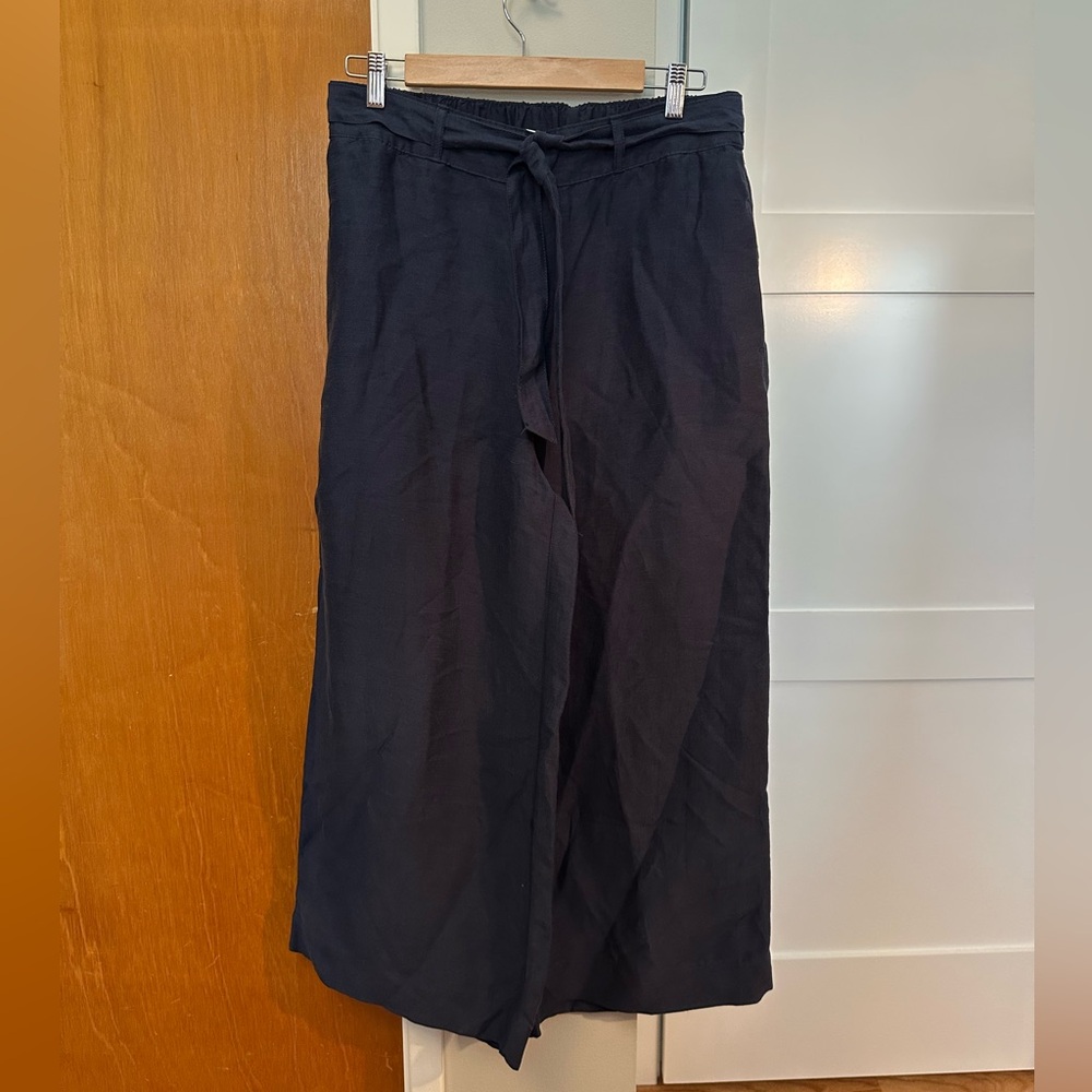 Halston Linen Blend Lined Wide Leg Trousers